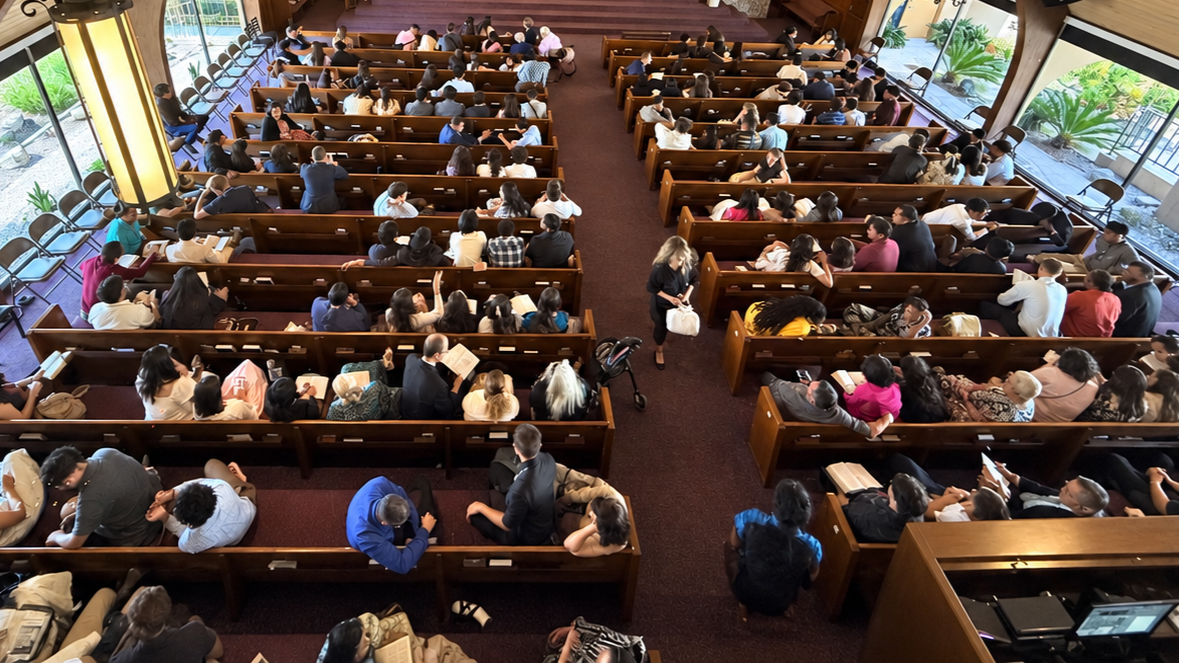 Congregation gathered for Sabbath worship in the Norwalk Seventh-day Adventist Church sanctuary