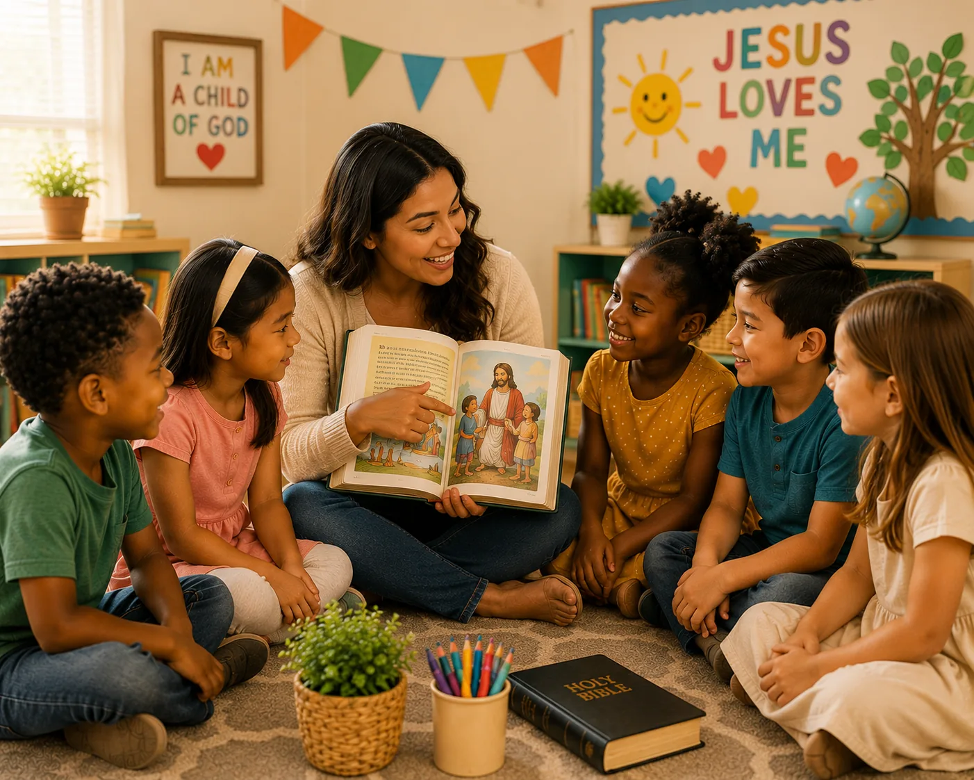 Children participating in a vibrant Sabbath school activity