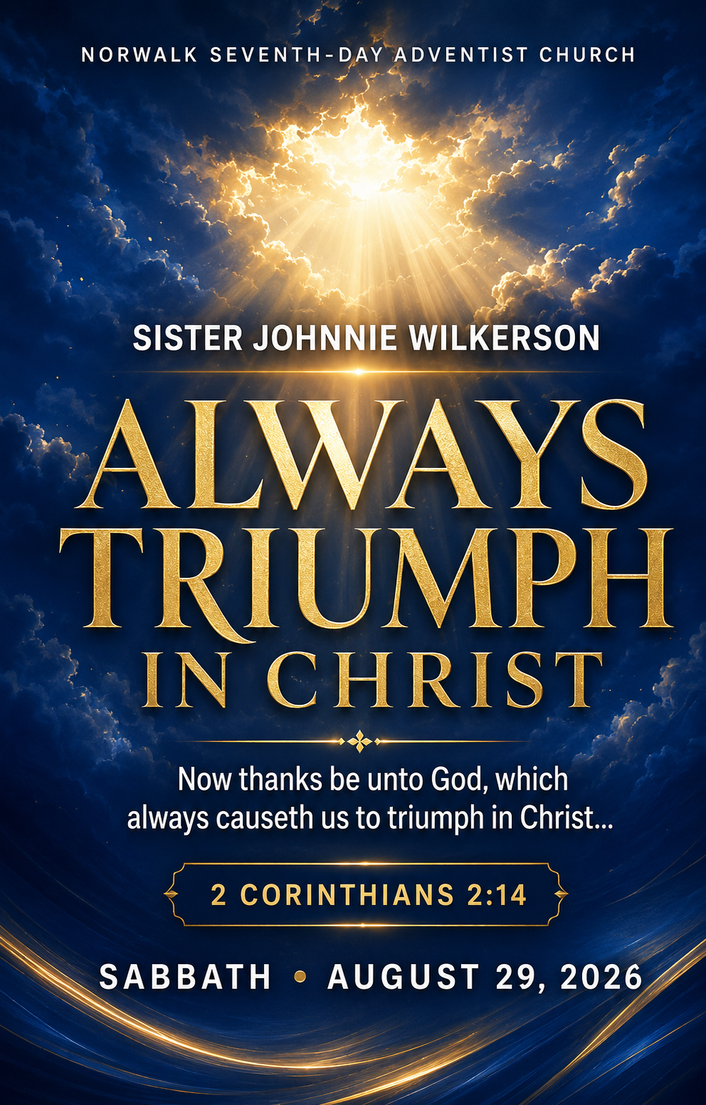 Always Triumph in Christ — Sister Johnnie Wilkerson sermon flyer