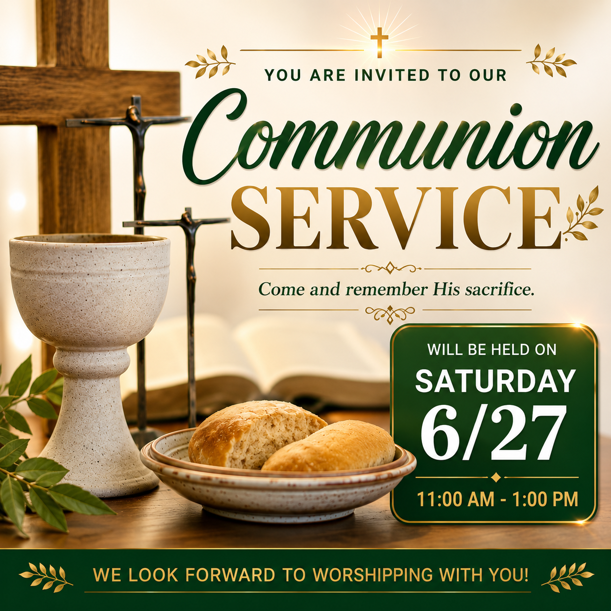 Communion Service flyer — Saturday June 27