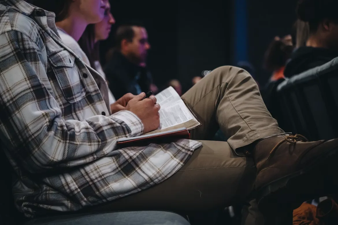 Adults studying the Bible together in a small group